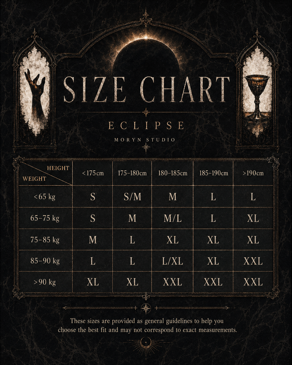 Size Chart ECLIPSE – MORYN Studio