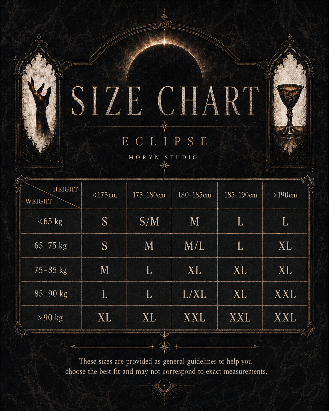 Size Chart ECLIPSE – MORYN Studio